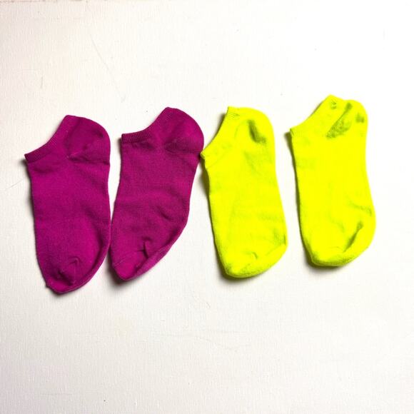 Bright Neon Pink & Citron Ankle Socks Two Pack Set Accessories NWOT - Picture 9 of 9